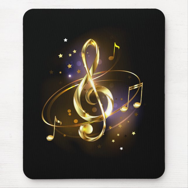 Gold Treble Clef Music Mouse Mat (Front)
