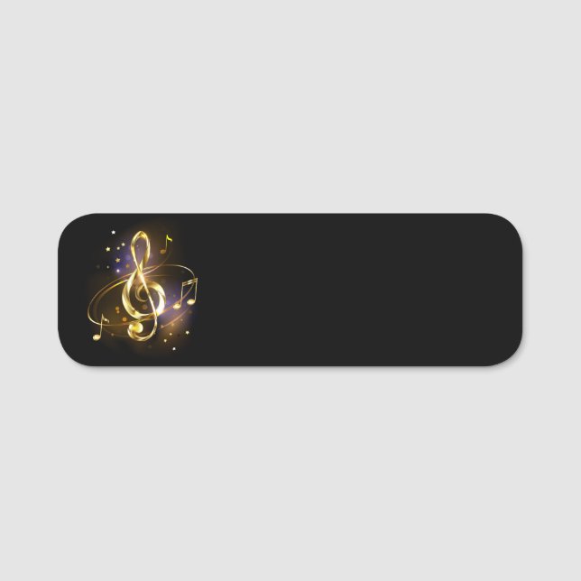 Gold Treble Clef Music Name Tag (Front)