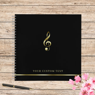Gold Treble Clef Music Office Teacher Elegant  Notebook