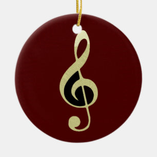 Gold Treble Clef Music Ornament
