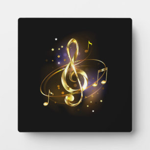 Gold Treble Clef Music Plaque
