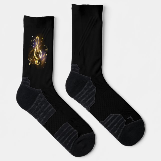 Gold Treble Clef Music Socks (Right)