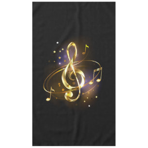 Gold Treble Clef Music Tablecloth