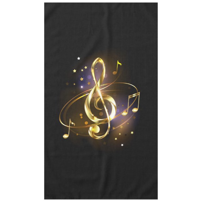 Gold Treble Clef Music Tablecloth (Front)