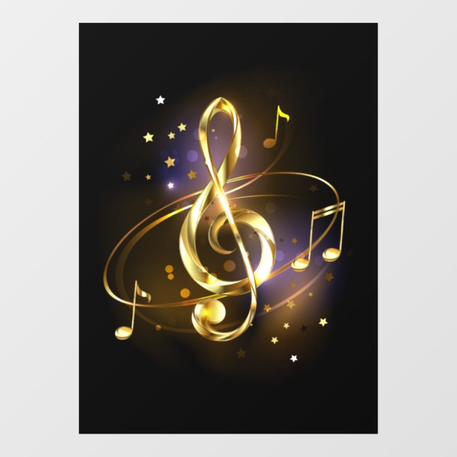 Gold Treble Clef Music Window Cling (Sheet)
