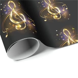 Gold Treble Clef Music Wrapping Paper