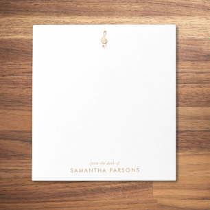 Gold Treble Clef Simple Elegant Music Teacher Notepad