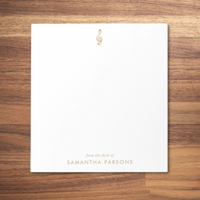 Gold Treble Clef Simple Elegant Music Teacher Notepad (Creator Uploaded)