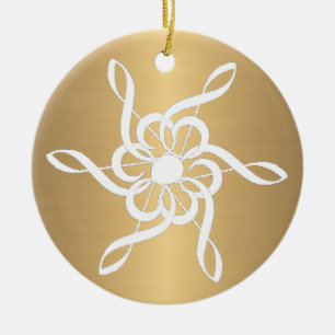 Gold Treble Clef Snowflake Musical Ornament