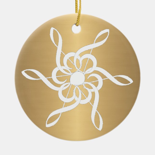 Gold Treble Clef Snowflake Musical Ornament (Front)