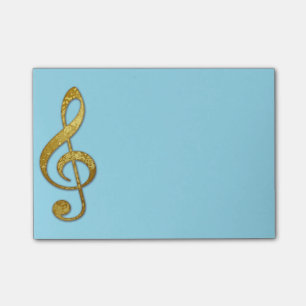 "gold" treble clef sticky notes pad