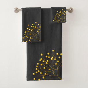 Gold Tree Bath Towel Set