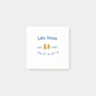 Gold tree blue lake house add coordinate year fami post-it notes