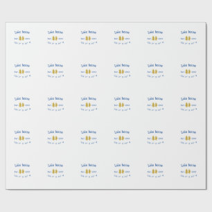 Gold tree blue lake house add coordinate year fami wrapping paper