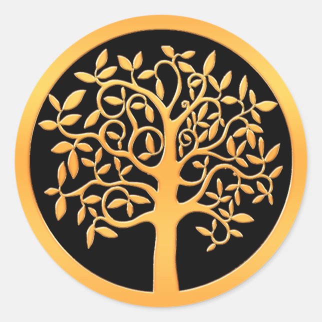 Gold Tree Classic Round Sticker (Front)