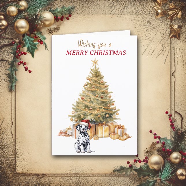Gold Tree Dalmatian Puppy Christmas Card (Creator Uploaded)
