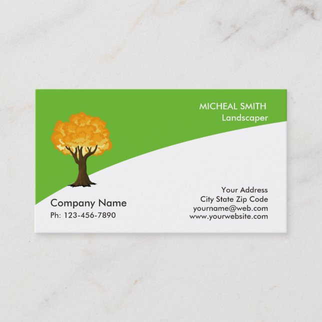 Gold Tree Garden Lawn Care and Landscape Business Card (Front)