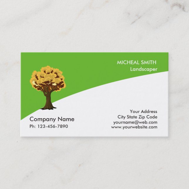 Gold Tree Garden Lawn Care and Landscape Business Card (Front)