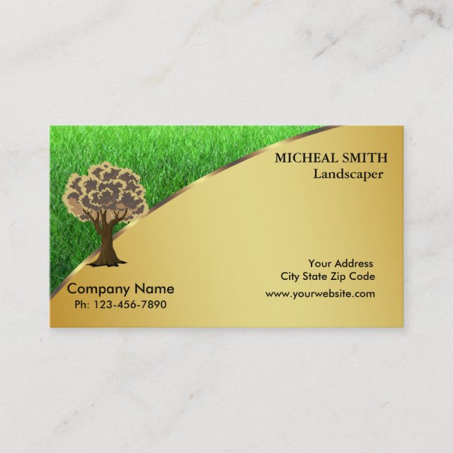 Gold Tree Garden Lawn Care and Landscape Business Card (Front)