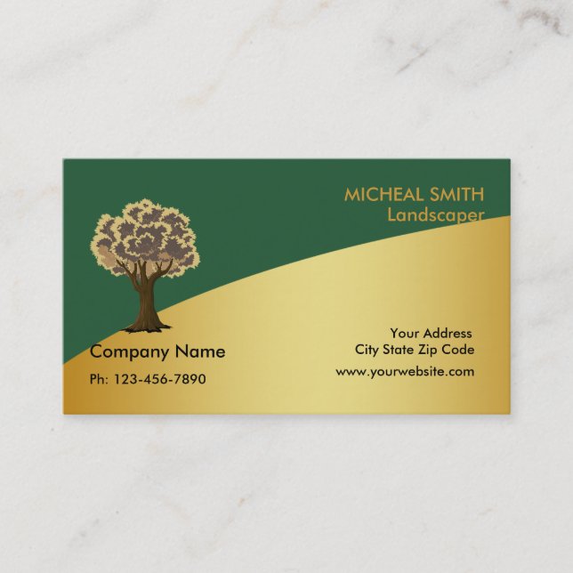 Gold Tree Garden Lawn Care and Landscape Business Card (Front)