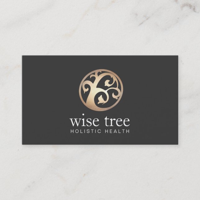 Gold Tree Holistic and Natural Health and Wellness Business Card (Front)