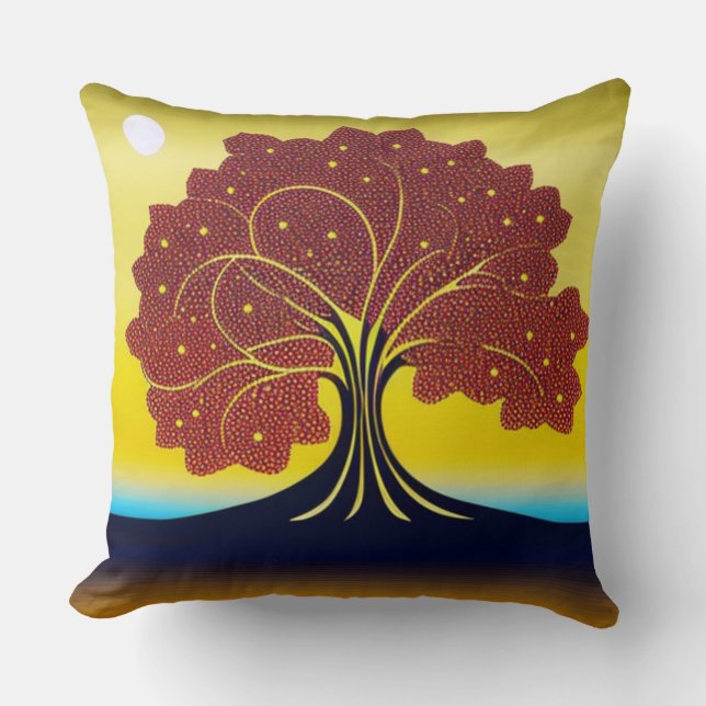 Gold Tree in the Wind Cushion (Front)