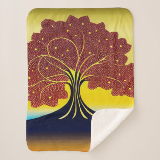 Gold Tree in the Wind Sherpa Blanket