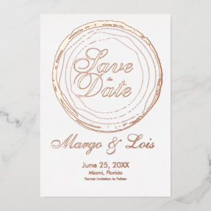 Gold Tree Log Save the Date Pressed  