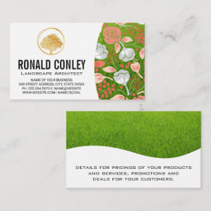 Gold Tree Logo   Lawn Flowers Roses Business Card