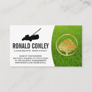 Gold Tree Logo   Lawn Mower   Grass Business Card