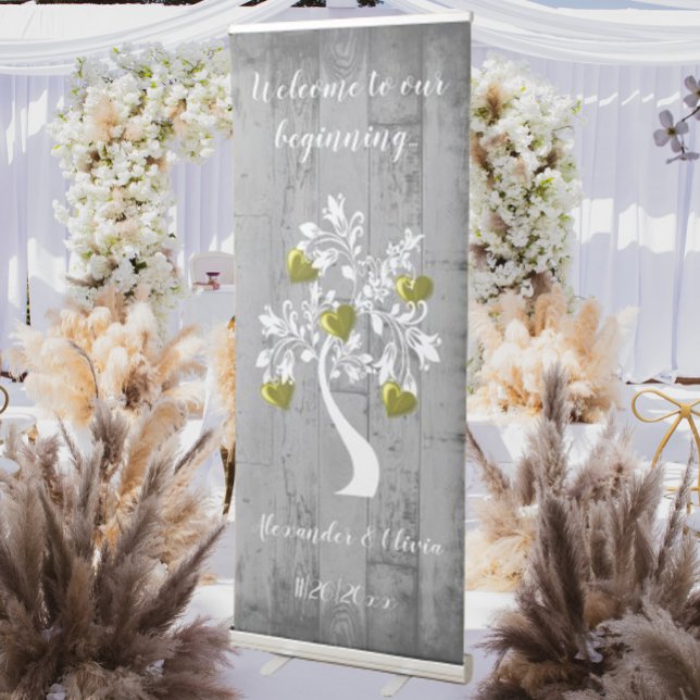 Gold Tree of Hearts Wedding Welcome Banner (Gold Tree of Hearts Wedding Welcome Banner)