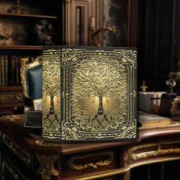 Gold Tree of Life Ancient Rustic 3 Ring Binder