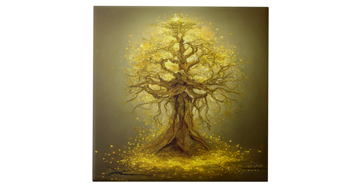 Gold Tree of Life Ancient Rustic Ceramic Tile Zazzle