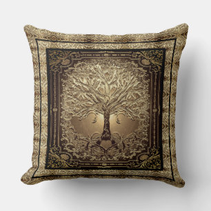 Gold Tree of Life Ancient Rustic Cushion