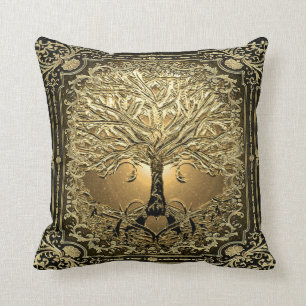 Gold Tree of Life Ancient Rustic Cushion
