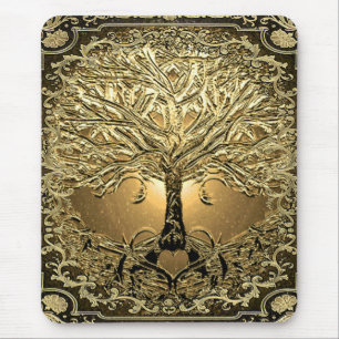 Gold Tree of Life Ancient Rustic Mouse Mat