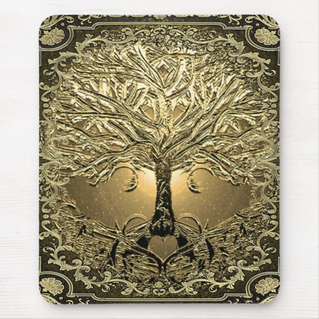 Gold Tree of Life Ancient Rustic Mouse Mat (Front)