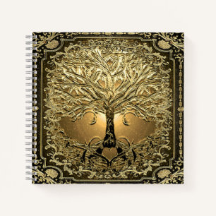 Gold Tree of Life Ancient Rustic  Notebook