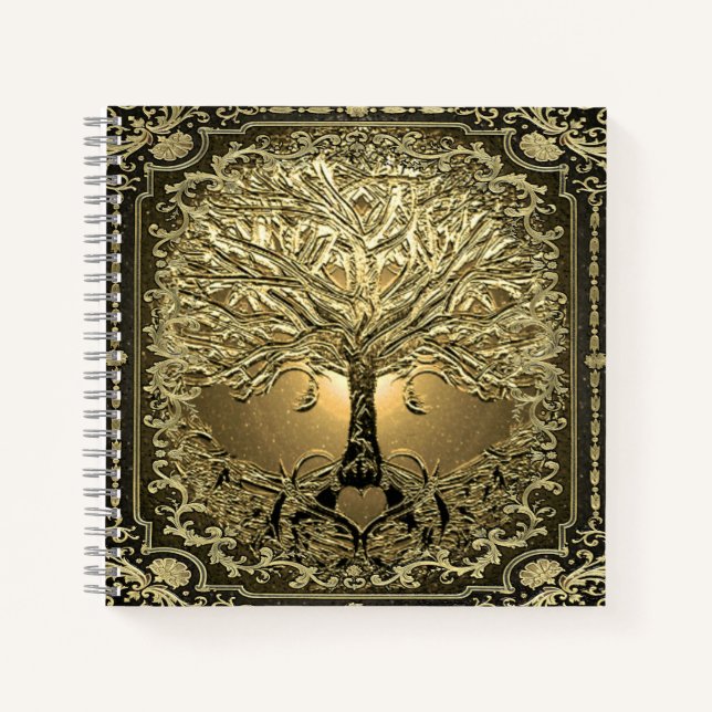 Gold Tree of Life Ancient Rustic  Notebook (Front)