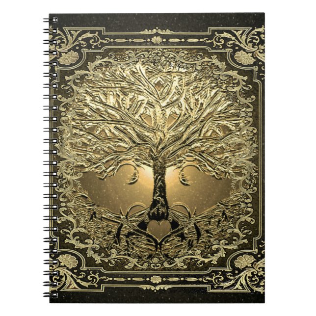 Gold Tree of Life Ancient Rustic  Notebook (Front)