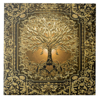 Gold Tree of Life Ancient Rustic Tile