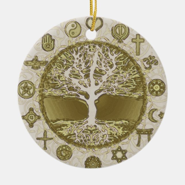 Gold Tree of Life Ceramic Tree Decoration (Front)