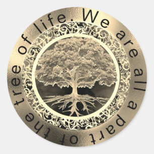 Gold Tree of Life Classic Round Sticker