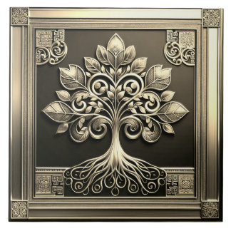 Gold Tree of Life Tile
