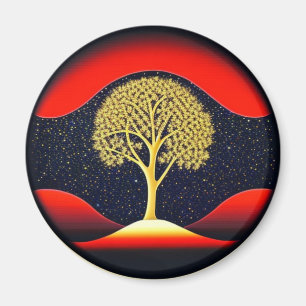 Gold Tree of Life with Starry Background Magnet
