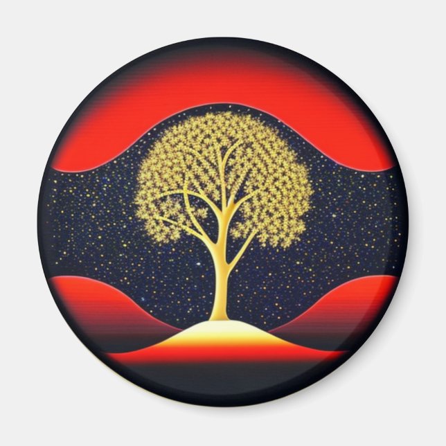 Gold Tree of Life with Starry Background Magnet (Front)