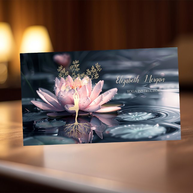Gold Tree Silhouette Lotus Zen Business Card (Creator Uploaded)