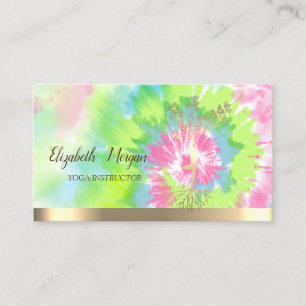 Gold Tree Silhouette,Yoga Colourful Tie Dye Business Card