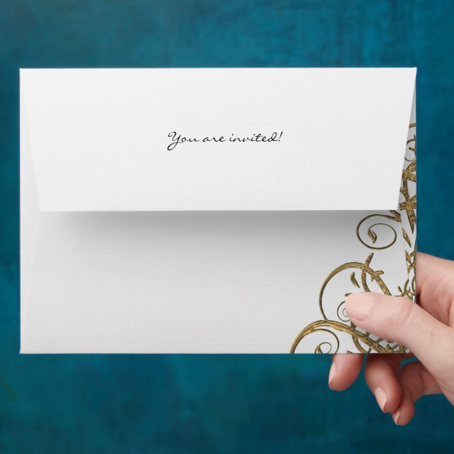 Gold Tree Swirl Wedding Envelopes (Hand)