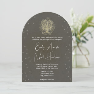 Gold Tree Under the Stars Wedding Invitations